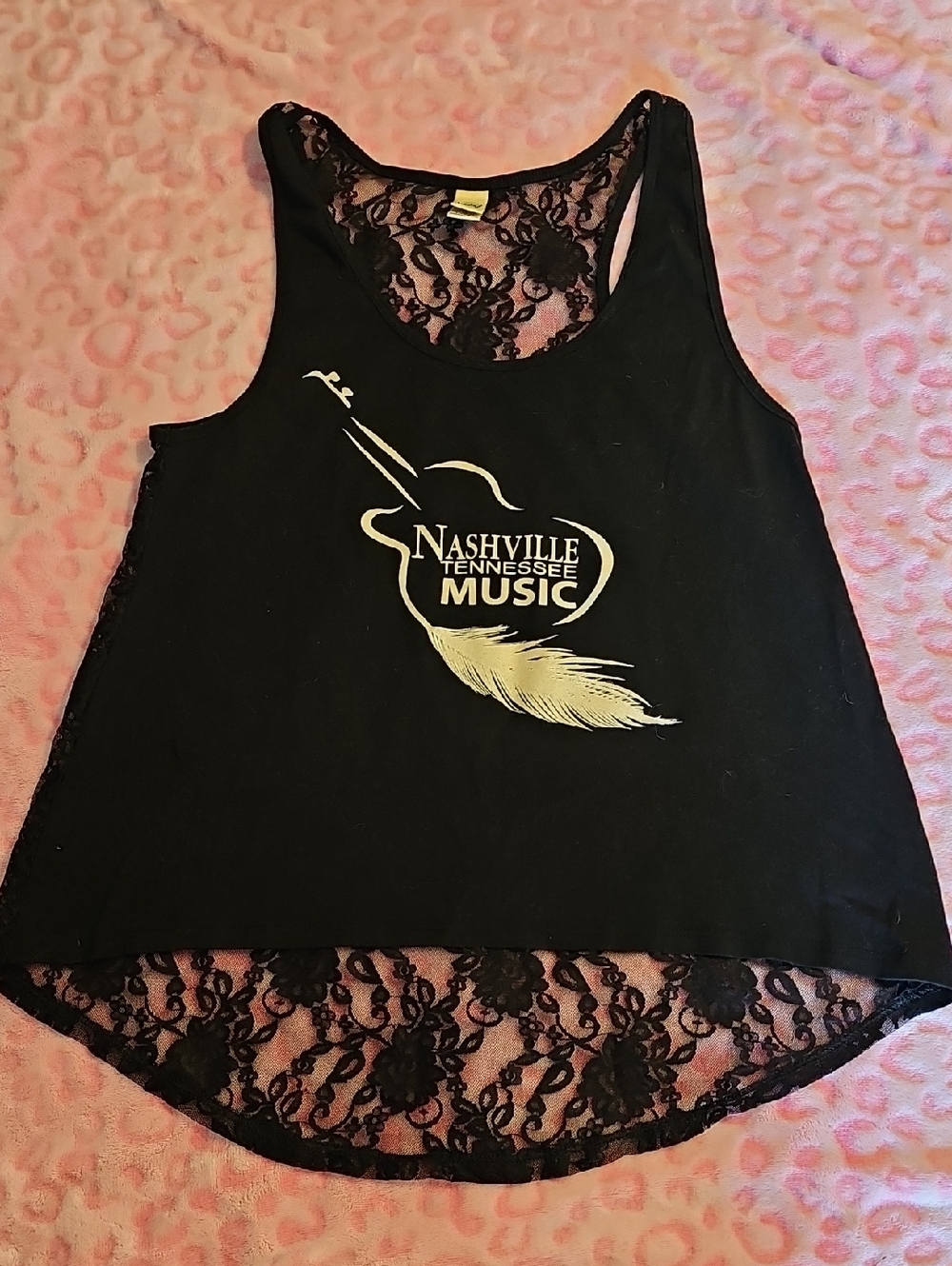 Nashville Black Lace Back Tank Top